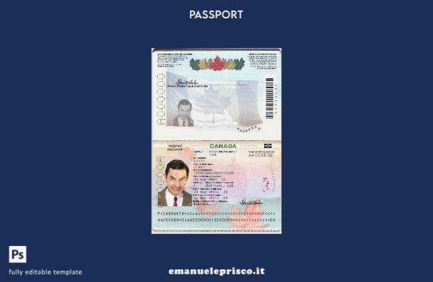 modello di passaporto canadese in stile verificato ( presente).